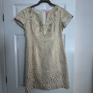 Lilly Pulitzer Gold and Cream Mini Dress